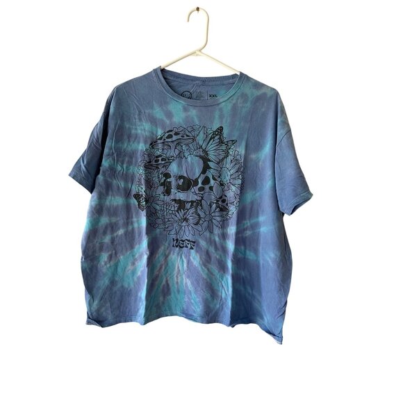 Neff XXL Blue Tie Dye T-Shirt With Skull & Flower Graphic 100% Cotton READ - Picture 1 of 7